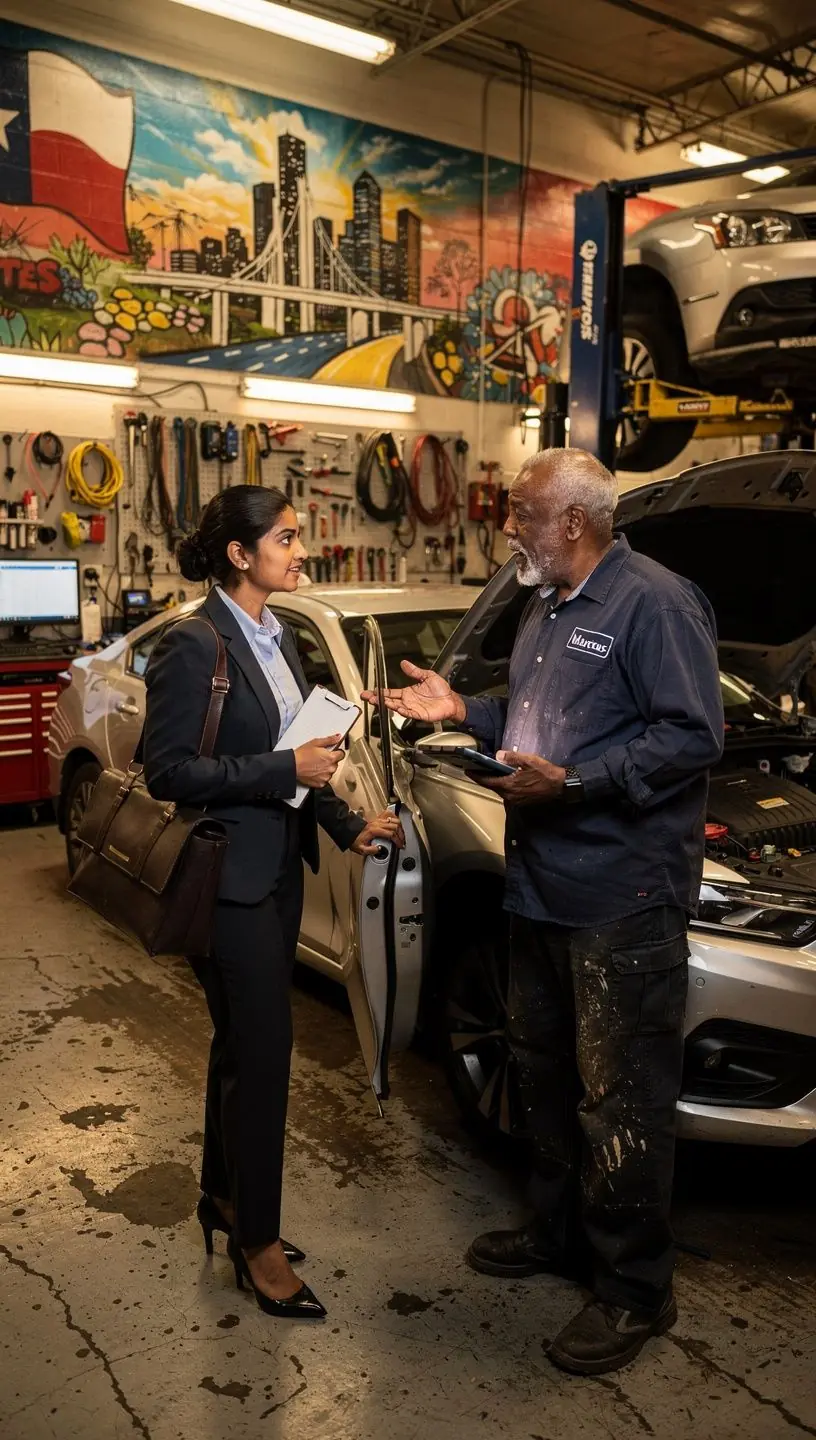 Современный автомобиль на фоне городского пейзажа, символизирующий защиту транспортных средств.