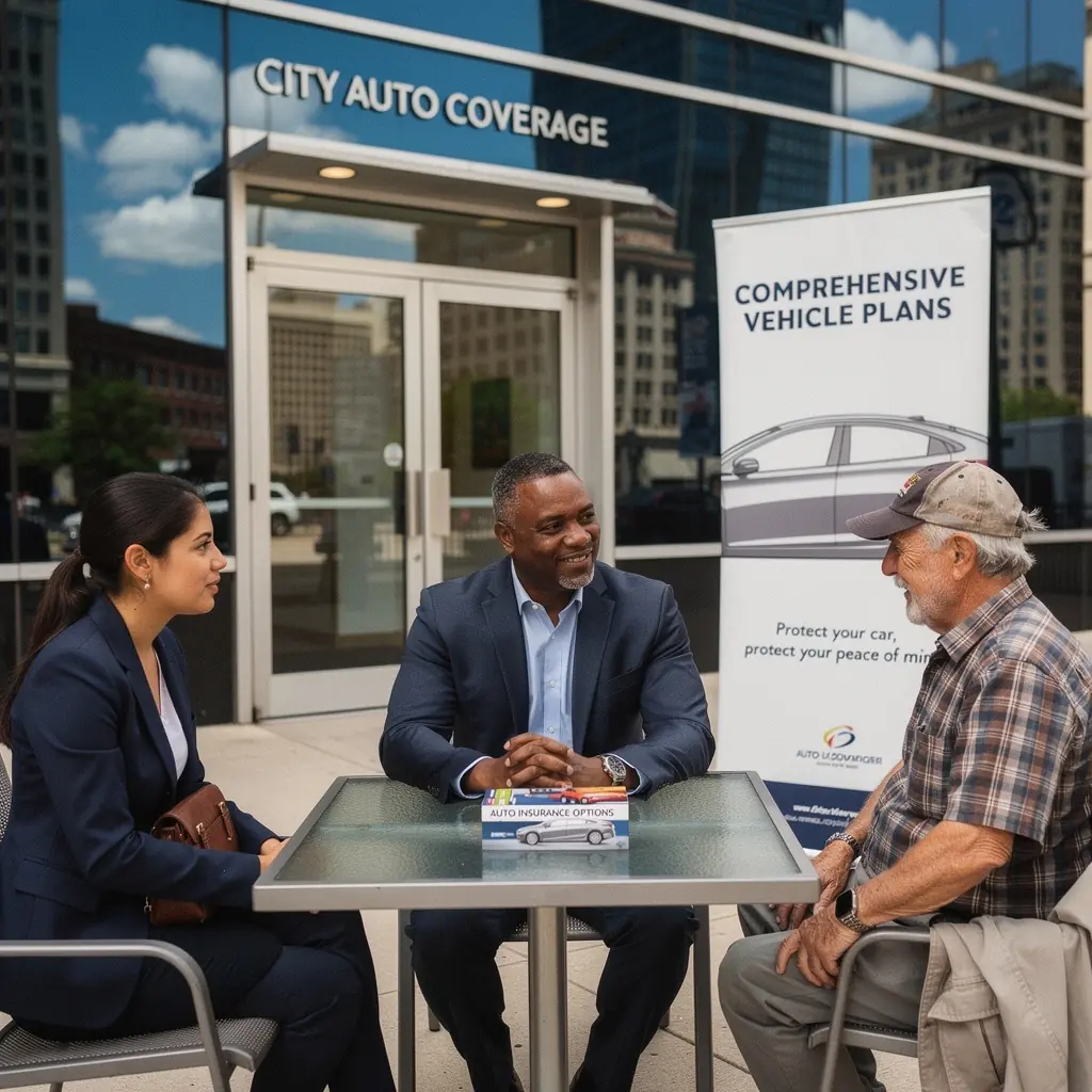 Картинка с телефоном и ноутбуком, показывающая доступ к онлайн-сервисам страхования автомобилей.