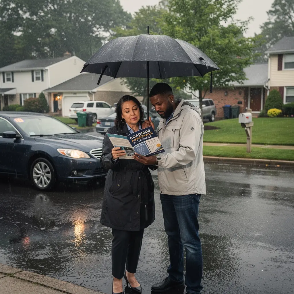 Изображение автомобиля с защитой от повреждений на дороге